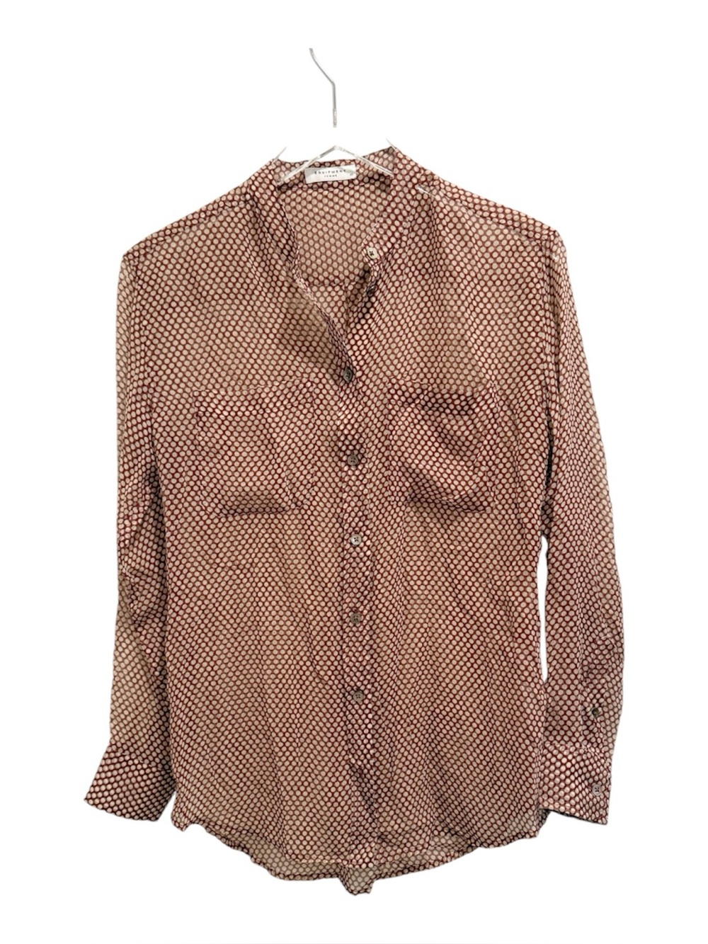 EQUIPMENT Polka Dot Sheer Silk Blouse‎ in Red and Cream size XS